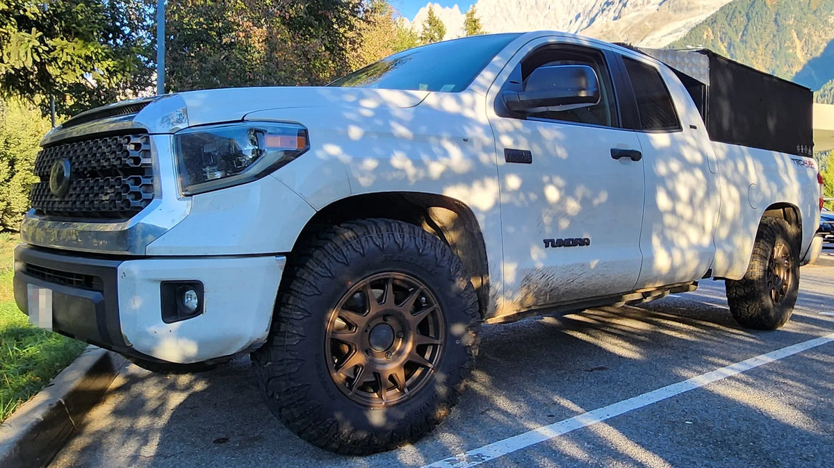 A customer's Toyota Tundra (2006+) with 18" EVO Corse DakarZero wheels