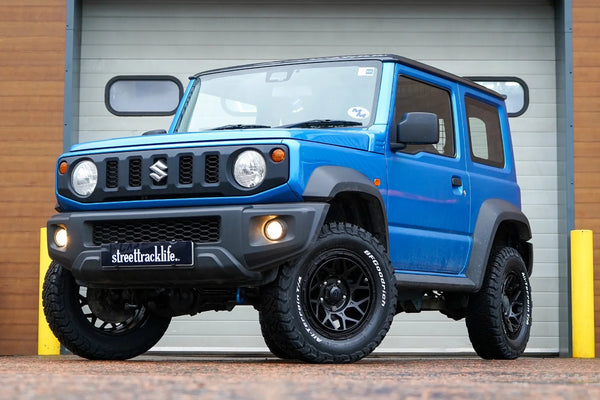 Suzuki Jimny (2018+) with Magpie M-01 wheels, BF Goodrich All Terrain tyres and a JimnyStyle Adventure +40mm suspension lift kit.&nbsp;