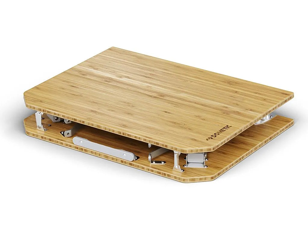 Dometic Go Compact Camp Table / Bamboo Top Camping Table With Adjustable height legs fold away