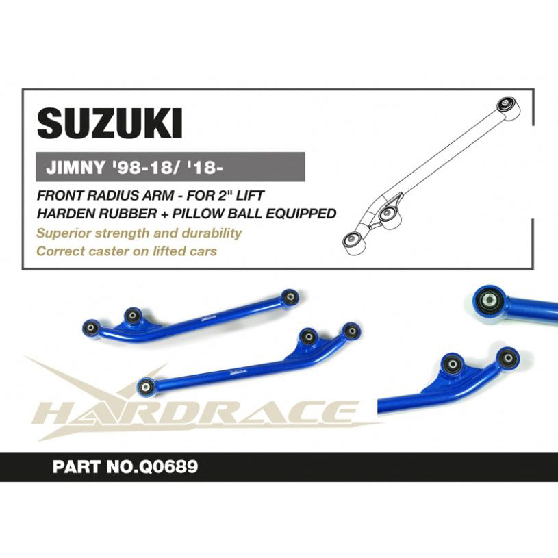HARDRACE Front Radius Arms with Pillow Ball Bush for Suzuki Jimny with 2-3” Suspension Lift