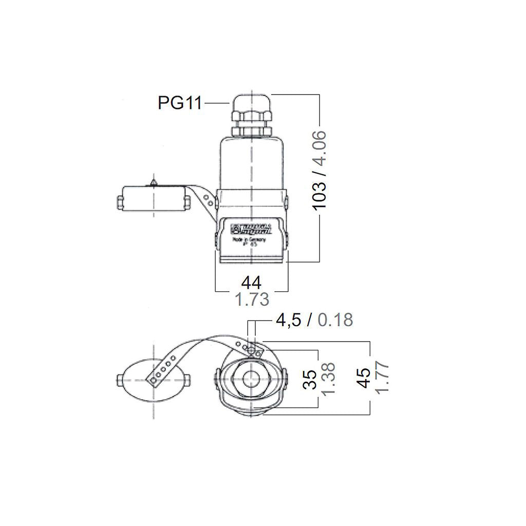 AquaSignal Waterproof Plug Connector (Horizontal)